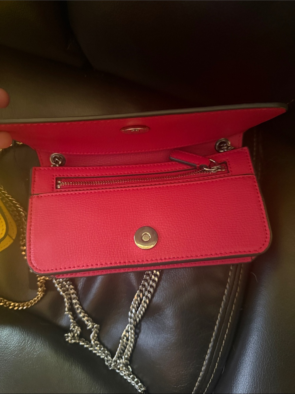 Karl Lagerfeld Hot Pink and Bright Yellow Chain Wallet Crossbody Set - Picture 7 of 9